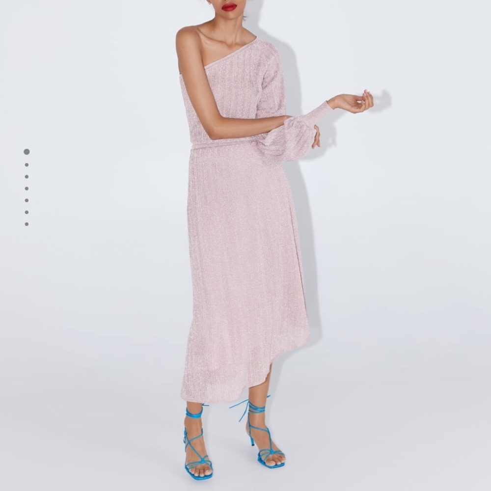 Zara metallic thread asymmetric dress